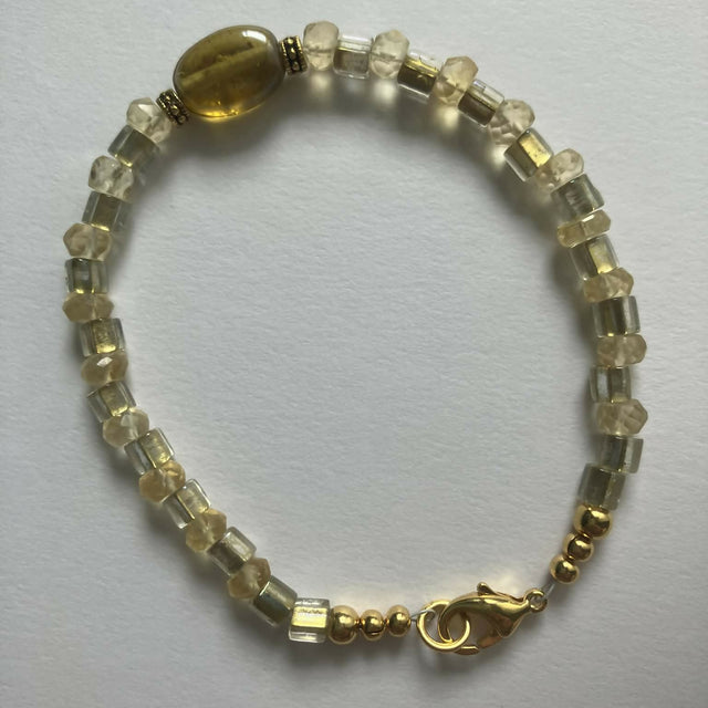 gemstone bracelet - citrine, vintage glass