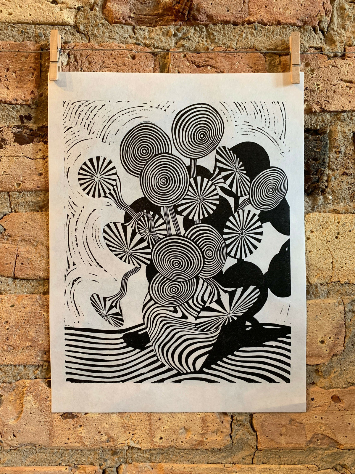 Van Gogh Sunflowers | Moire 14 | Vase of Flowers | Linocut Print | Wall Art