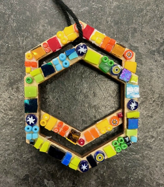 Mosaic Ornament: Hexigons with glass