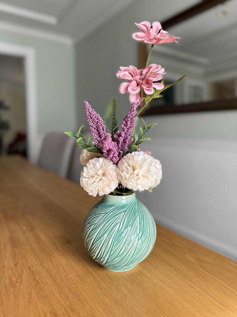 Carved Moon Jar Bud Vase