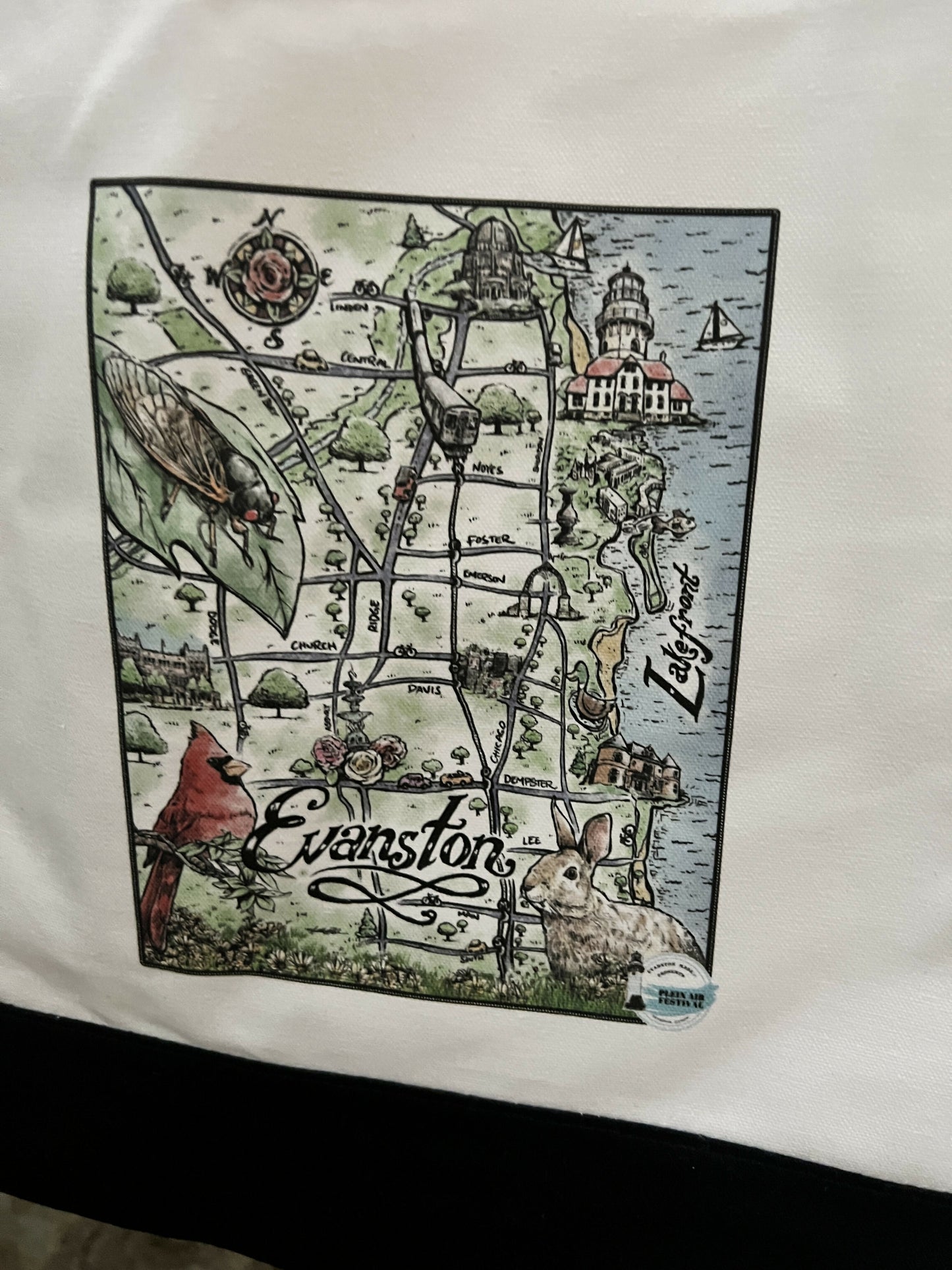 Evanston Plein Air Festival Tote with illustration by Matt LaFleur