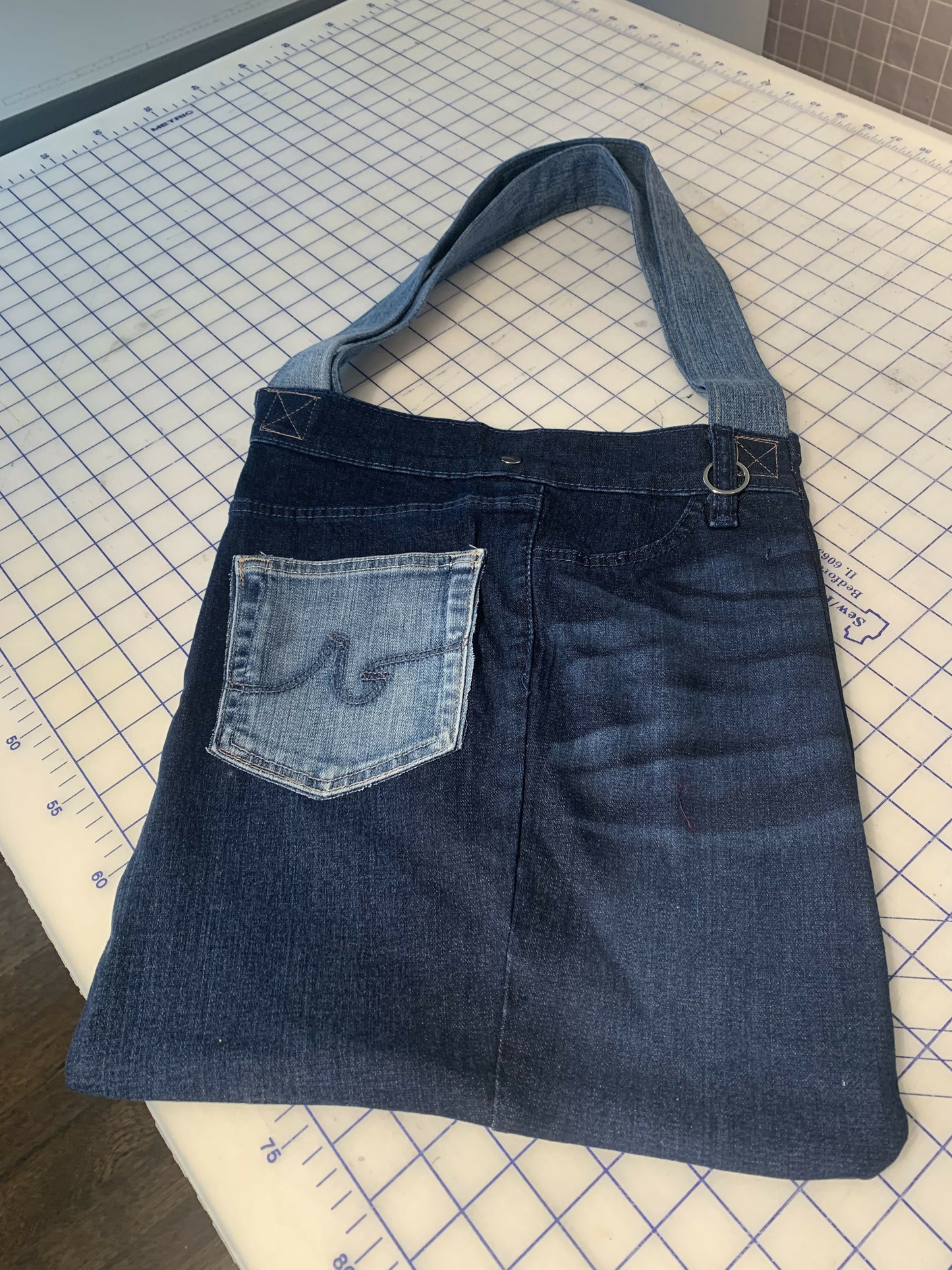 Denim market tote bag