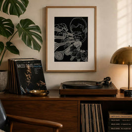 Miles Davis, 1969 | Jazz Trumpet | Linocut Print | Wall Art