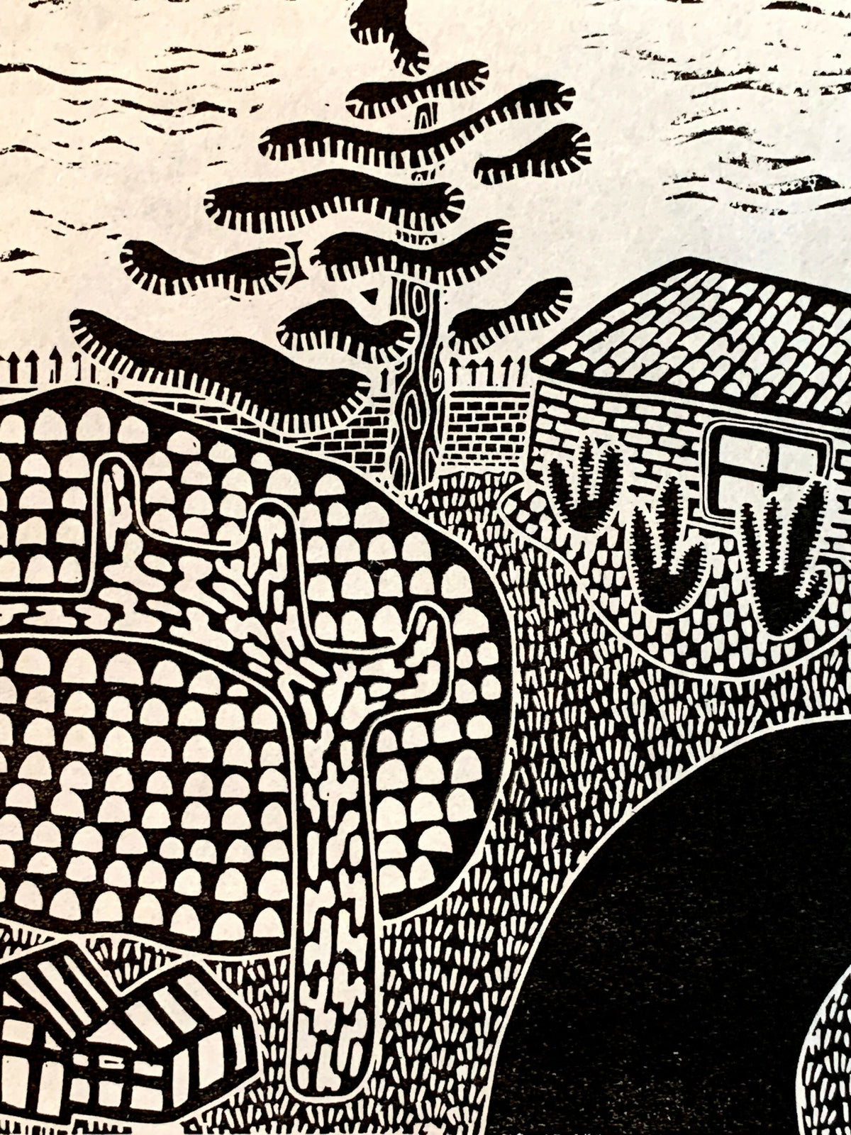 Two Trees | City Scenes | Landscape, Spring Tree, Graceland Cemetery, Chicago | Linocut Print | Wall Art