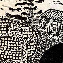 Two Trees | City Scenes | Landscape, Spring Tree, Graceland Cemetery, Chicago | Linocut Print | Wall Art