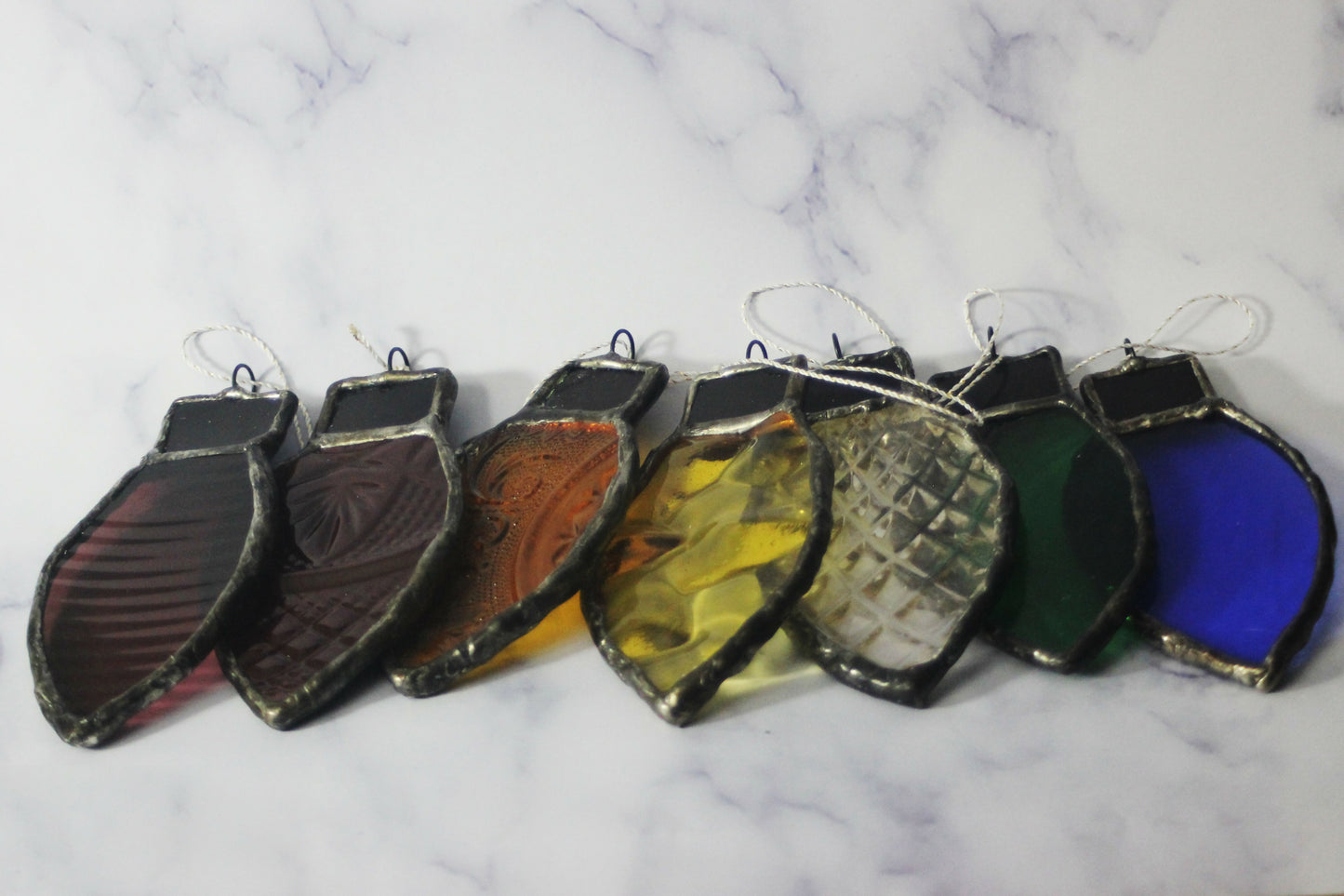 Recycled Stained Glass Lightbulb Ornament