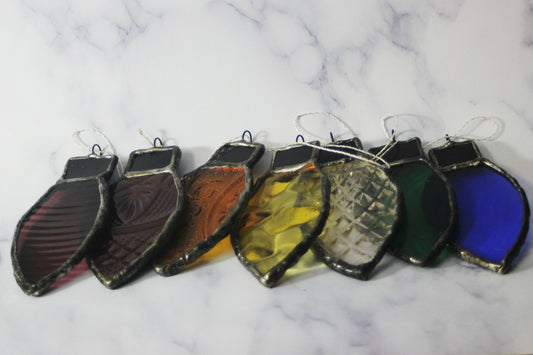 Recycled Stained Glass Lightbulb Ornament