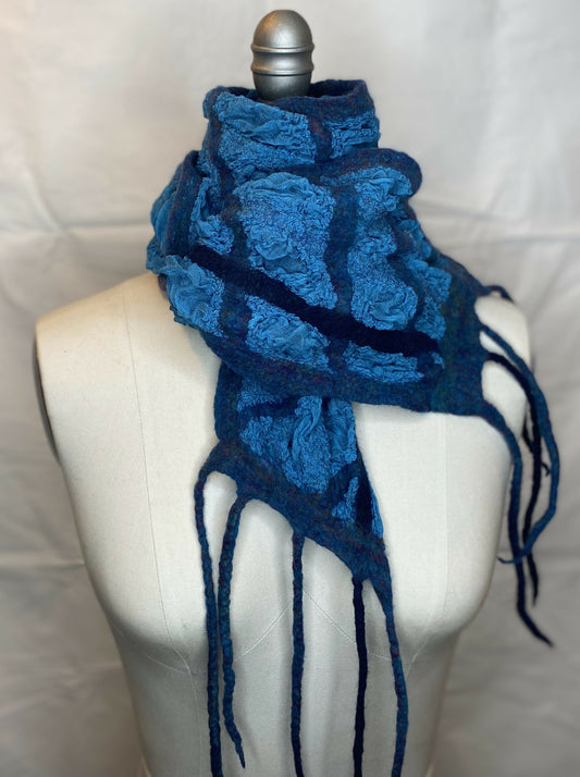 Blue Scarf with Fringe