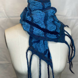 Blue Scarf with Fringe