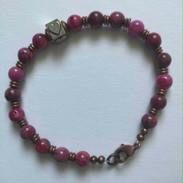 gemstone bracelet - ruby agate with heart