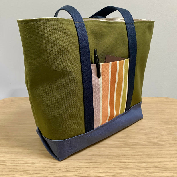 Tiny Tote in Summer Stripe and Moss