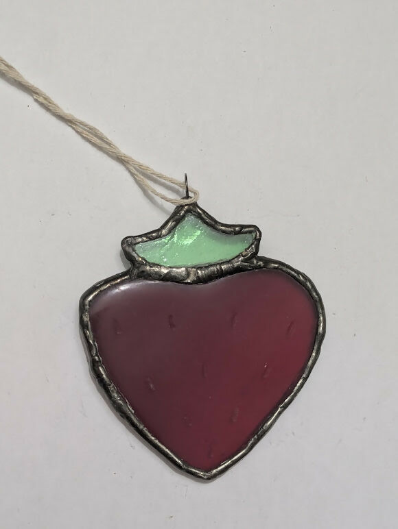 Recycled Stained Glass Strawberry