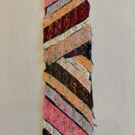 Peach and burgundy linear ribbon bookmark