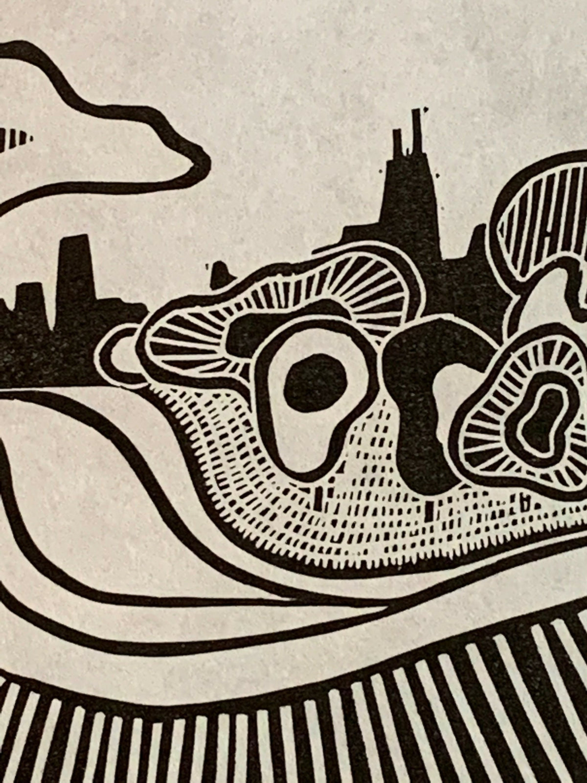 Lake Shore Drive 01 | Chicago Skyline | Linocut Print | Wall Art