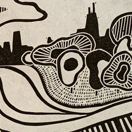Lake Shore Drive 01 | Chicago Skyline | Linocut Print | Wall Art