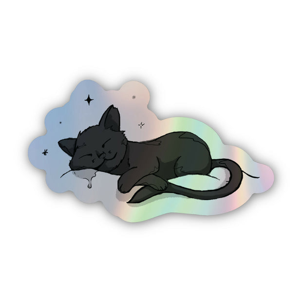 2" and 3” Art Sticker, Black Cat Nap