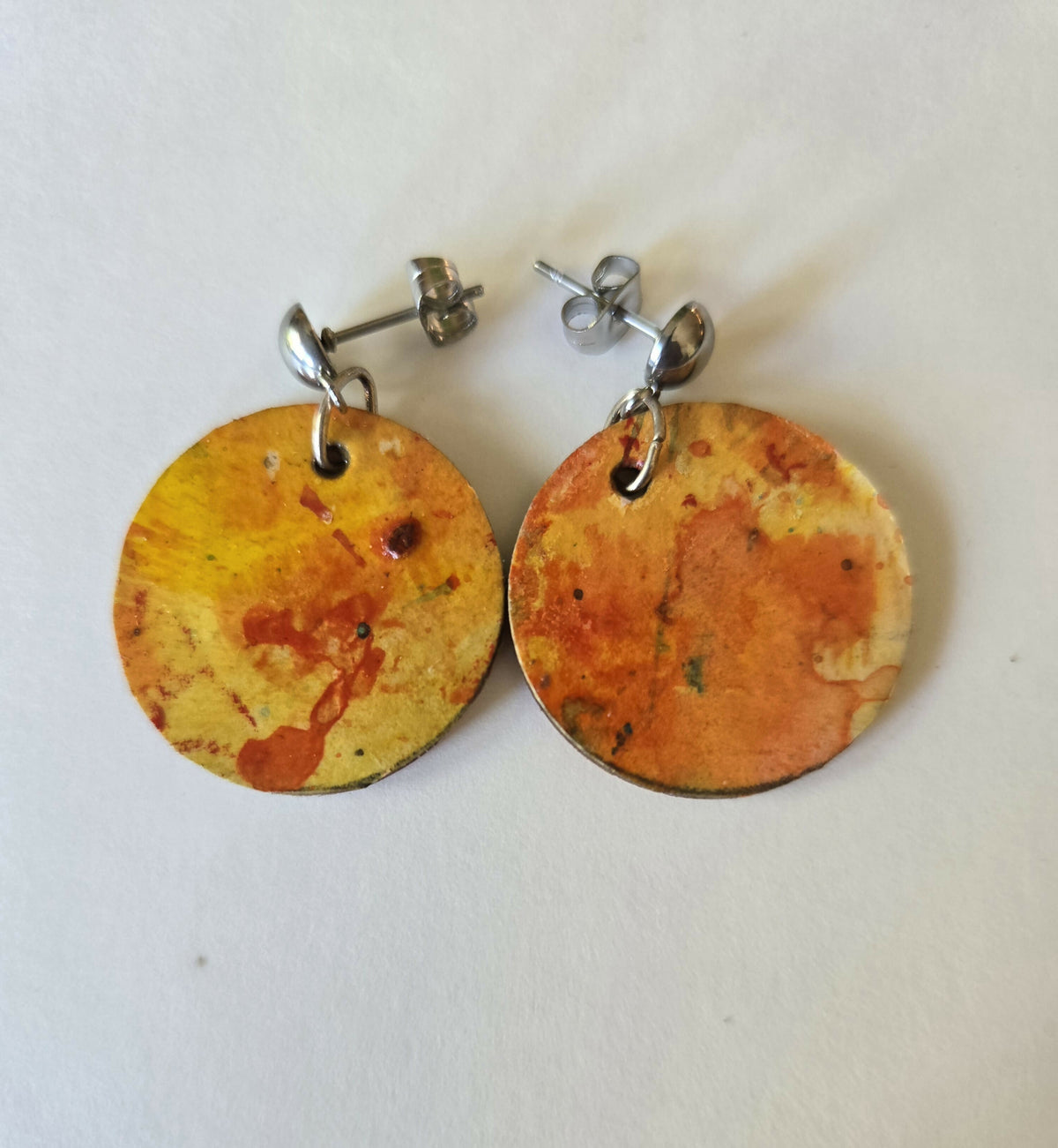 Small handpainted disk earrings