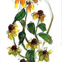 Black Eyed Susans Mixed Media Watercolor