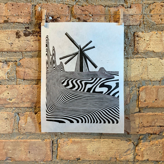 Lake Shore Drive 07 / Moire 10 | Chicago Linocut Print | Wall Art