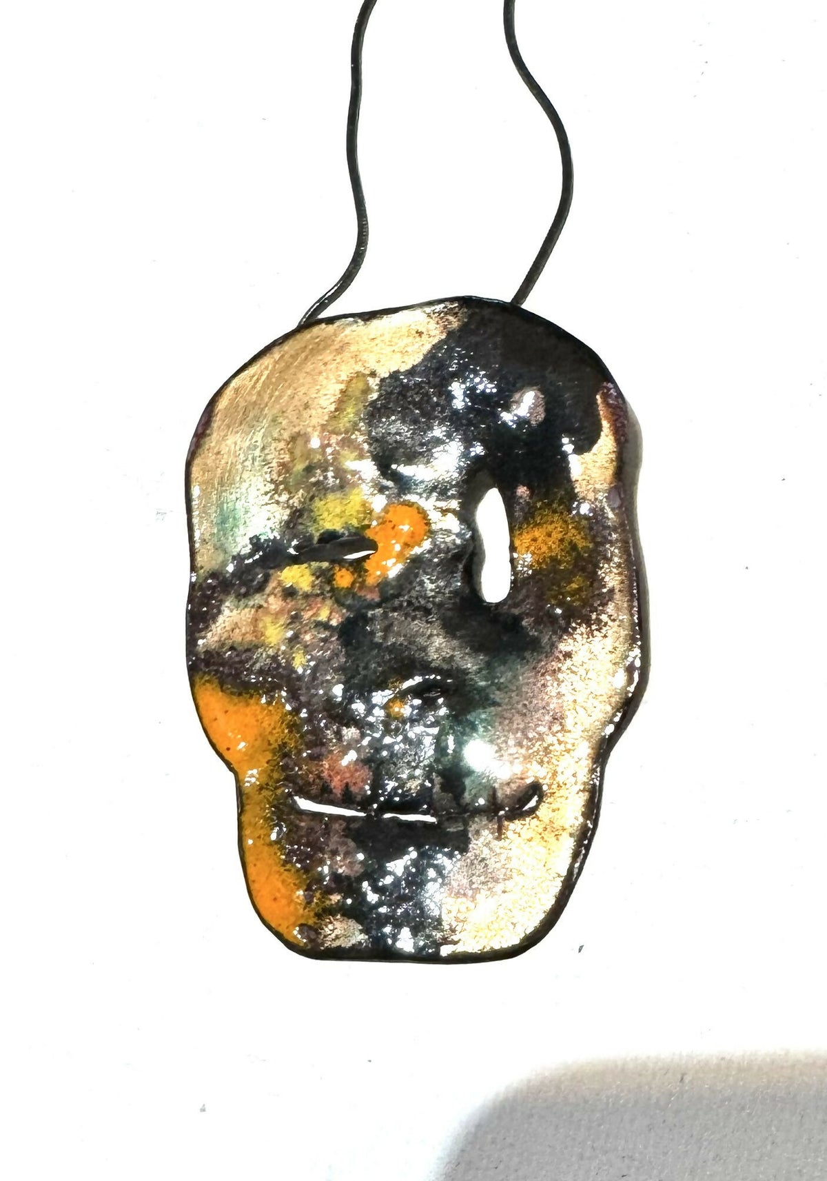 Catrina or Skull enamel pendant