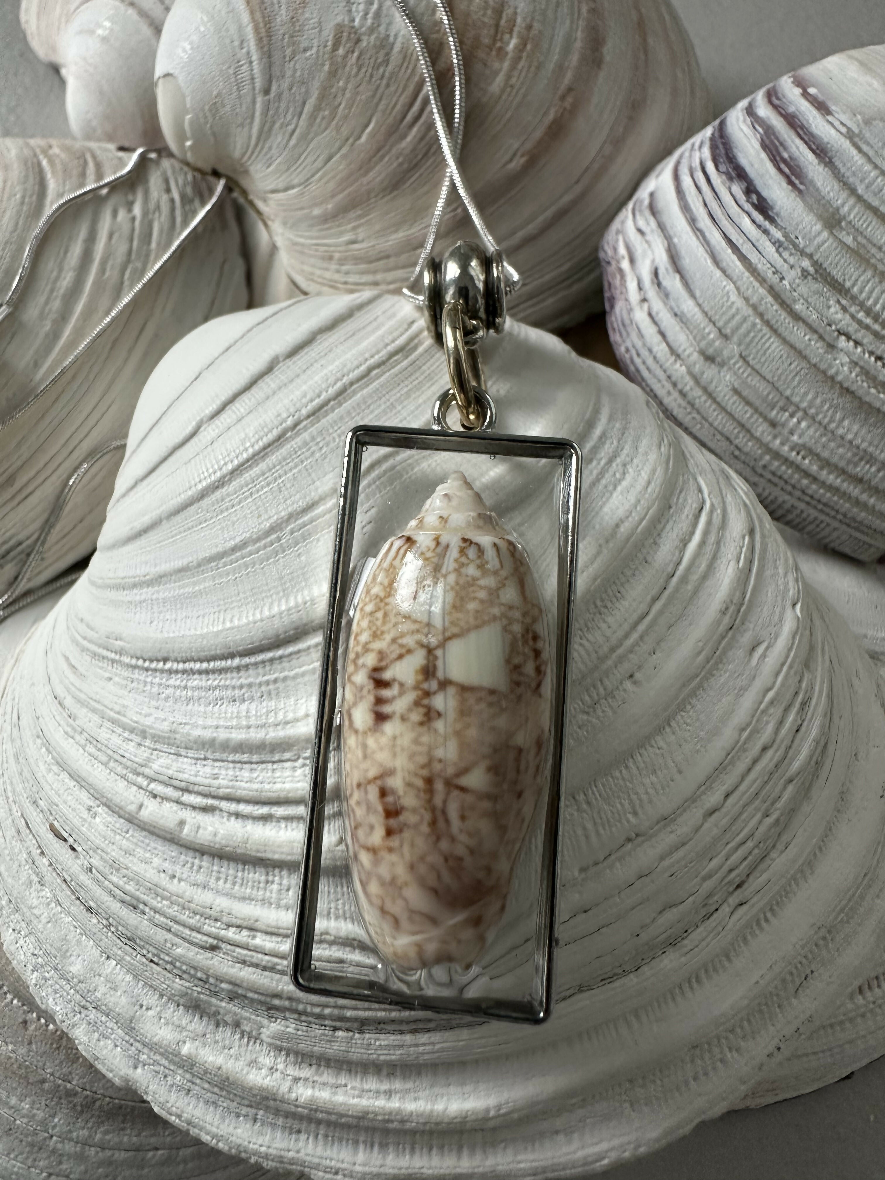 Lettered Olive Shell Pendant Necklace