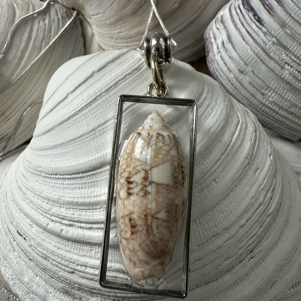 Lettered Olive Shell Pendant Necklace