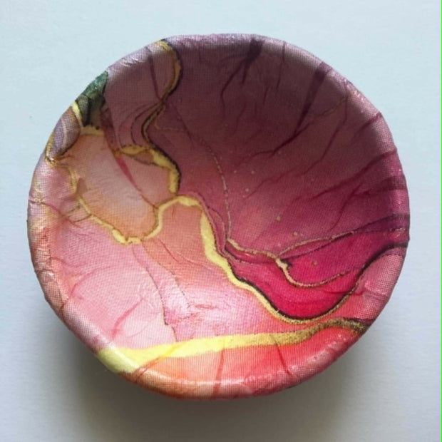 trinket dish - pink/green