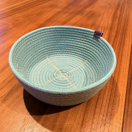 Coiled rope vessel turquoise