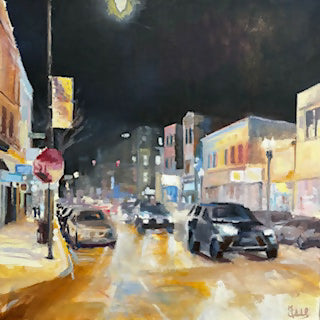 Original Oil Painting Night Jazz on Clark