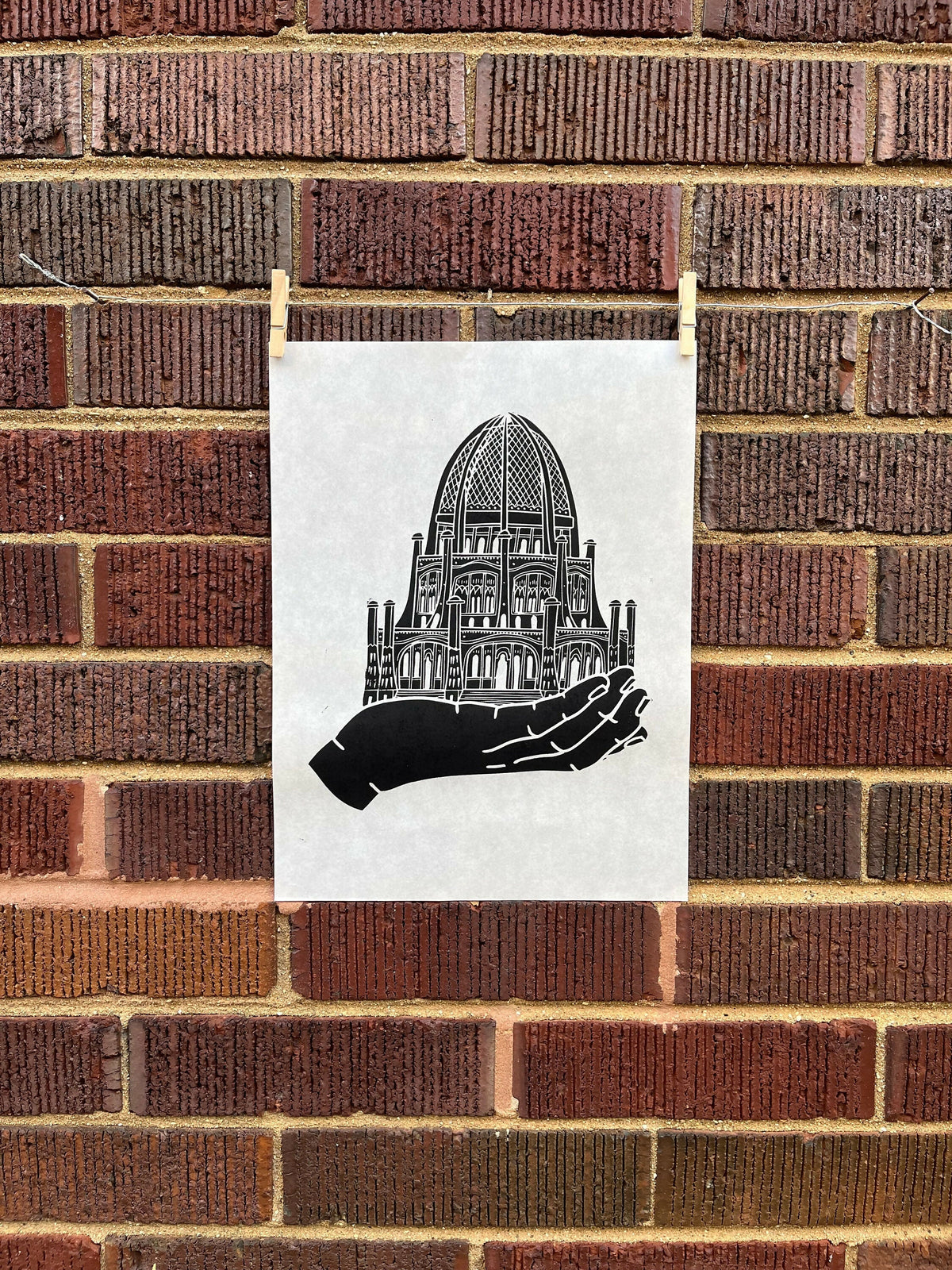 Bahai House of Worship Hand | Wilmette | Chicago | Handscape | Linocut Print | Wall Art