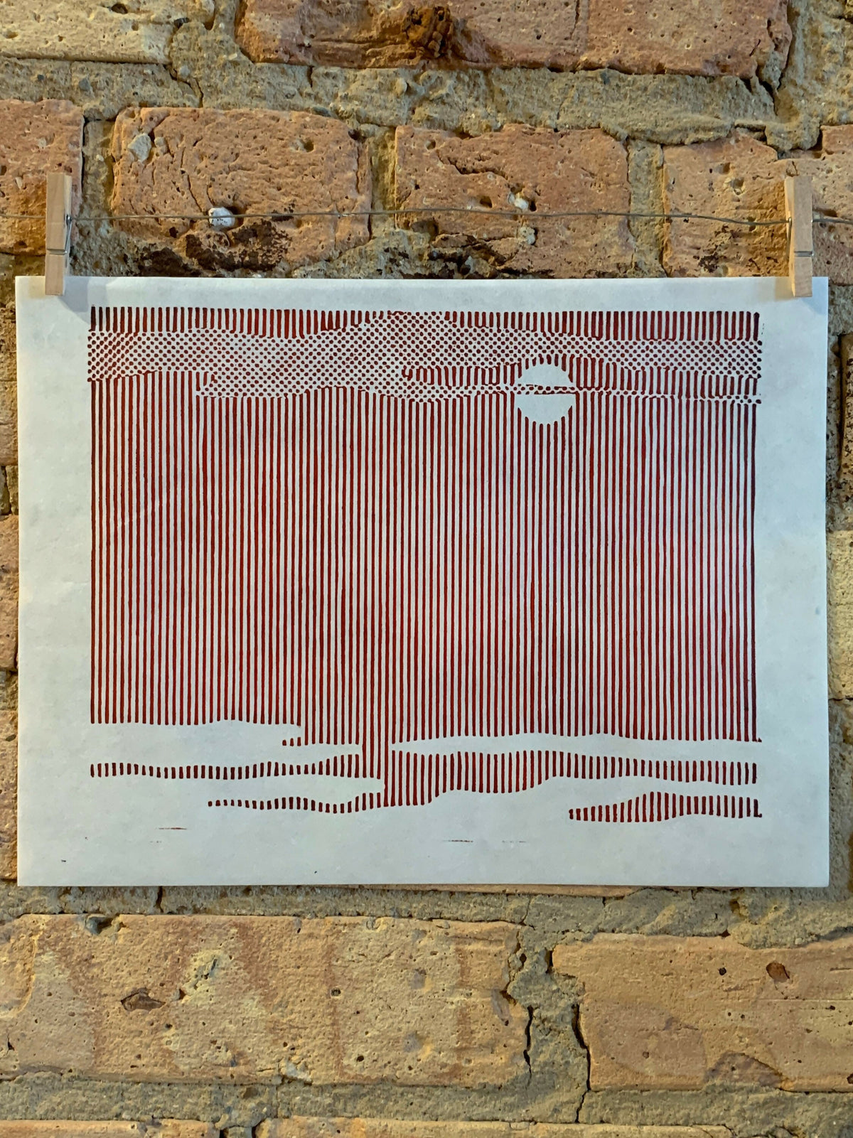 Rowlux Moonscape / Moire 12 | Seascape | Linocut Print | Wall Art