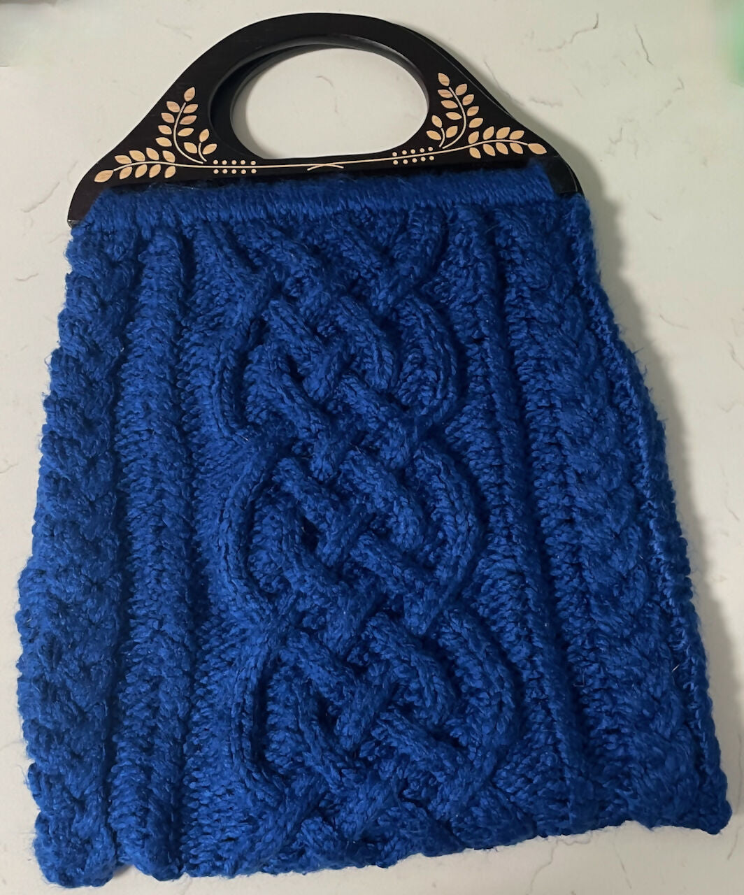 Handmade Navy Cable Knit Bag