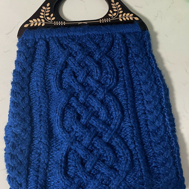 Handmade Navy Cable Knit Bag