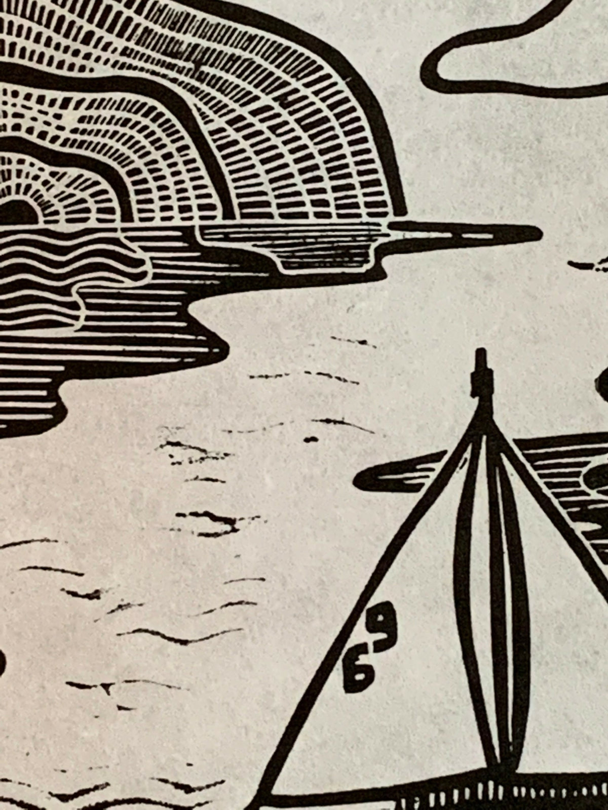 Lake Shore Drive 03 | Sailboat | Linocut Print | Wall Art