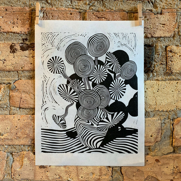 Van Gogh Sunflowers | Moire 14 | Vase of Flowers | Linocut Print | Wall Art
