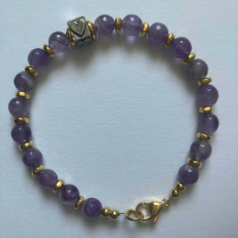 gemstone bracelet - amethyst with heart