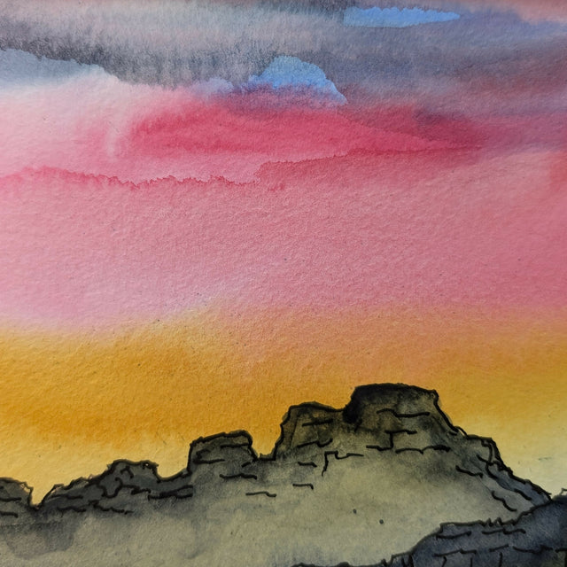 Original Watercolor Skyscape, 5x7 in Matt 2407