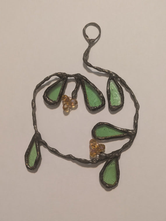 Recycled Stained Glass Mistletoe