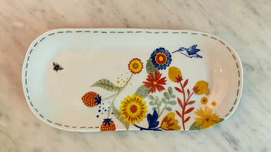Oval dish-lg floral
