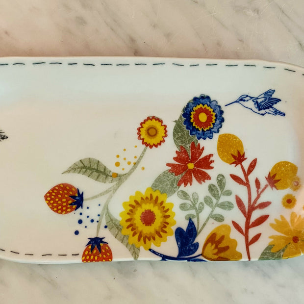 Oval dish-lg floral