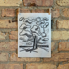 Lake Shore Drive 10 | Chevron Statue, Diversey Harbor | Lake Michigan | Chicago | Linocut Print | Wall Art