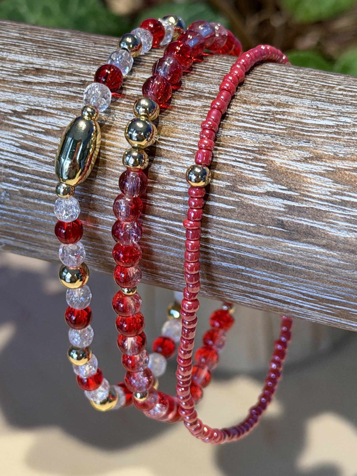 Candy Cane Holiday Bracelet Trio Set