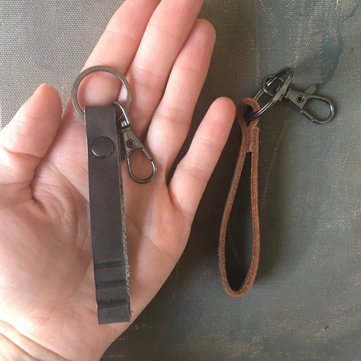 Hand-Branded Leather Key Fob