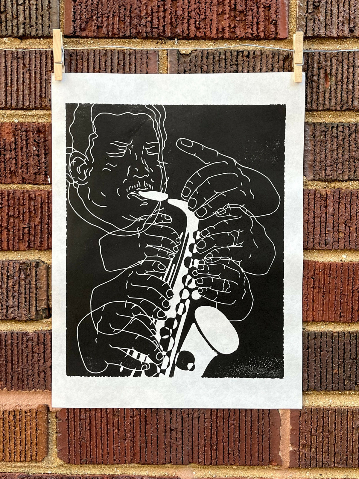 Cannonball Adderley | Jazz Sax Saxophone | Linocut Print | Wall Art