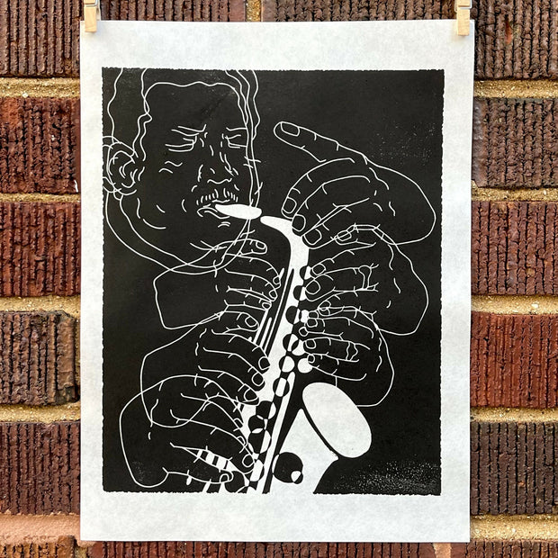 Cannonball Adderley | Jazz Sax Saxophone | Linocut Print | Wall Art
