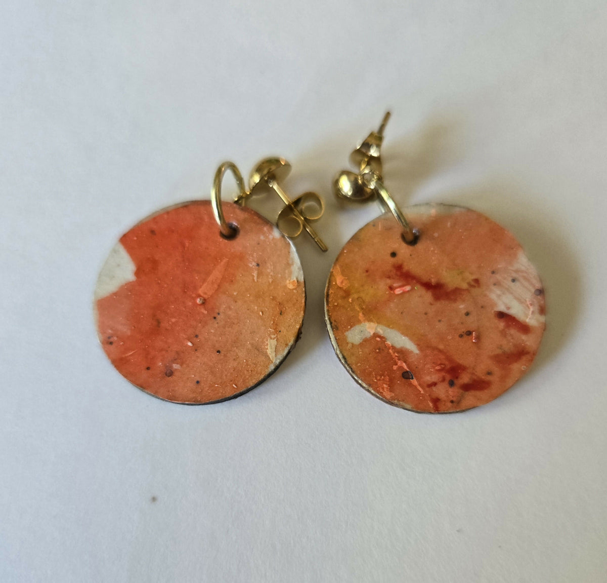 Small handpainted disk earrings