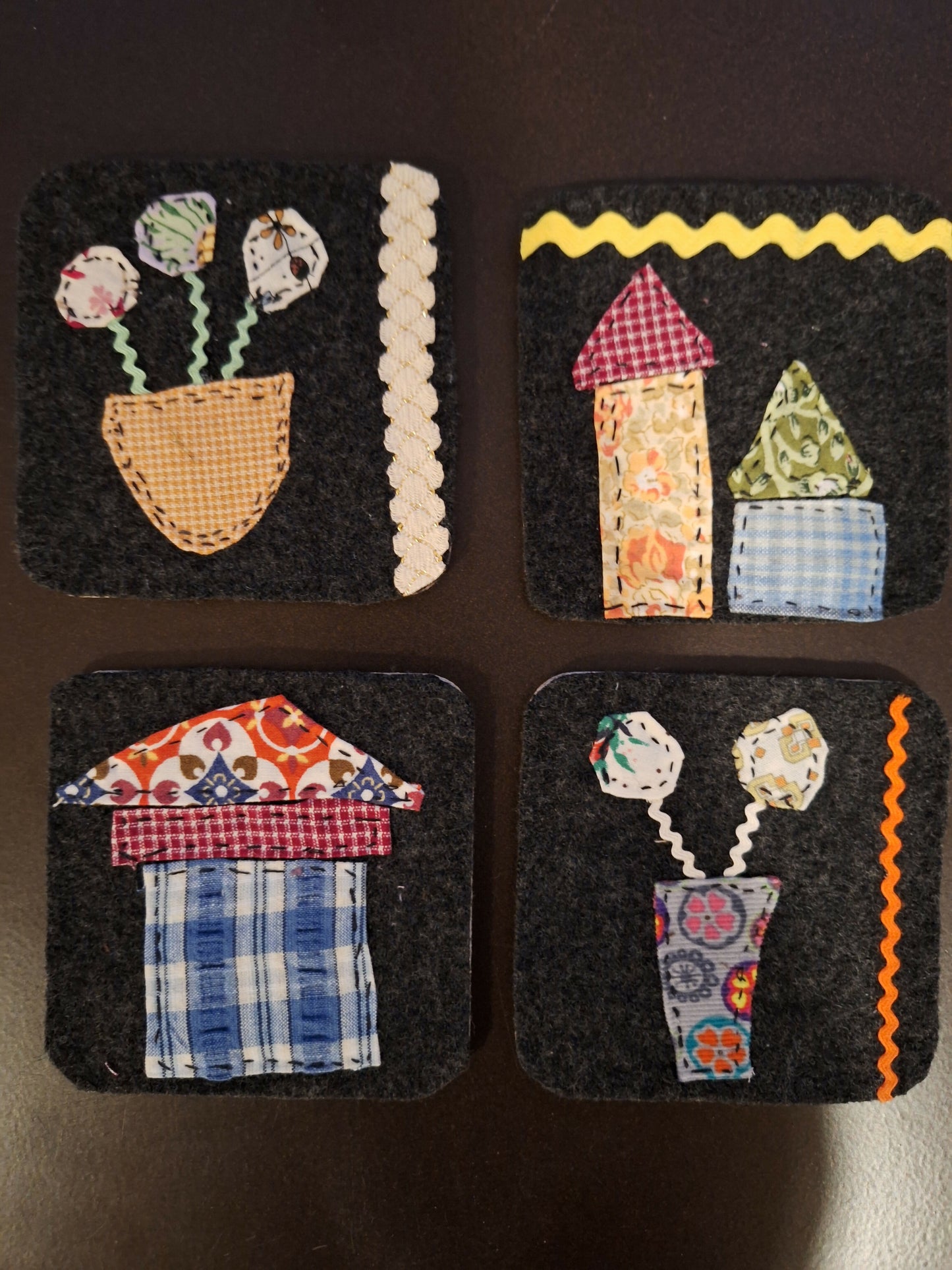 4 square embroidered coasters