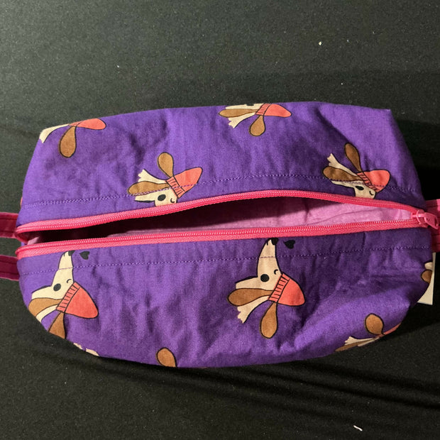 Cosmetic bag,purple dogs