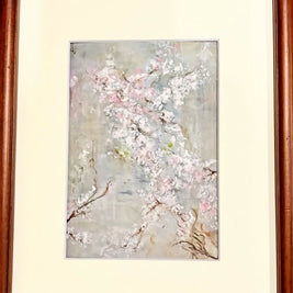 Winter Sakura, acrylic paint on print ( in 8 x 10 frame)