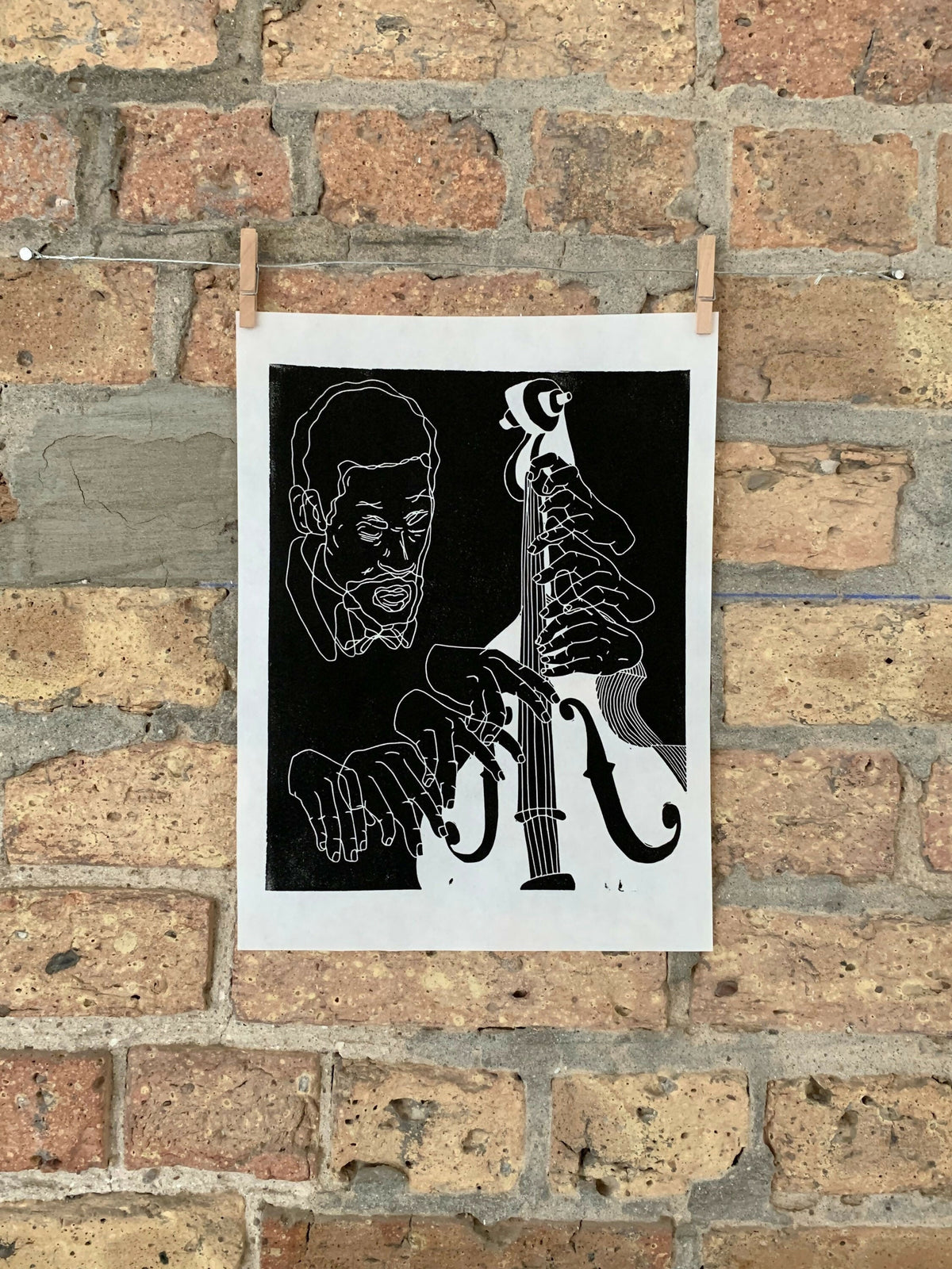 Ron Carter, 1964 | Jazz | Double Bassist | Linocut Print | Wall Art